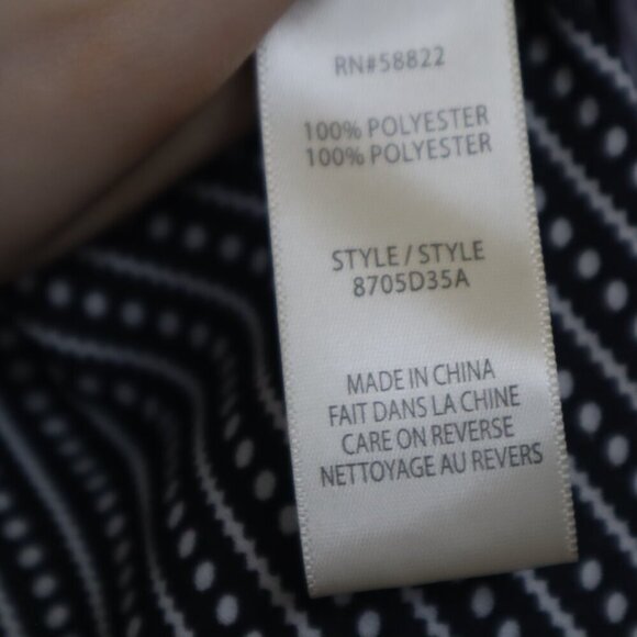 MICRO DOT V-NECK BLOUSE M Max Studio Black White Stripes Office Work Blouson Y2K - Picture 5 of 9